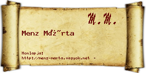 Menz Márta névjegykártya